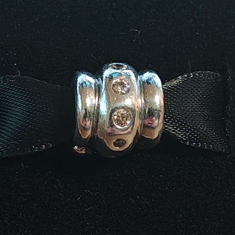 Authentic Pandora Retired Champagne Swirl CZ Charm 790328CCZ Sterling Silver